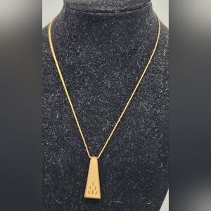 70s Necklace Vintage Direction One Original Chain Gold tone enamel Pendant